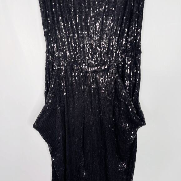 Michael Michael Kors XSmall Black Sequin Strapless Jumpsuit Cocktail NYE Party - Picture 4 of 14